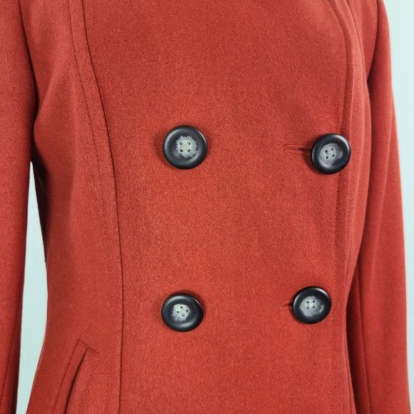 Bob Timberlake Size M Wool Rust Colored Double Breasted Pea Coat - Picture 3 of 16